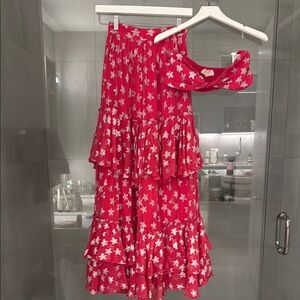 Rococo Sand Red Floral Skirt Set